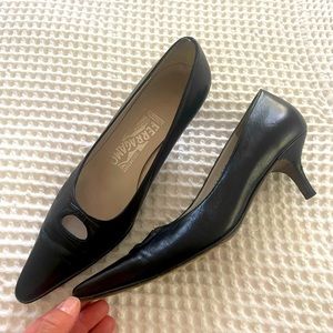 Salvatore Ferragamo black kitten heels